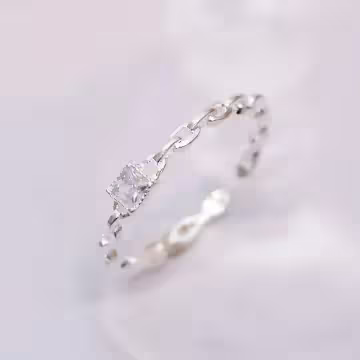 925銀飾×方鑽鍊條枷鎖×開口戒指