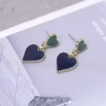 黛藍雙心&times;吊墜耳環