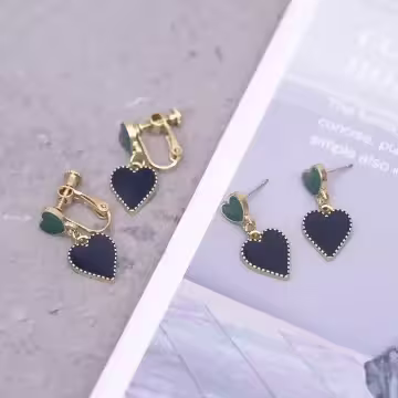 黛藍雙心&times;螺旋耳夾
