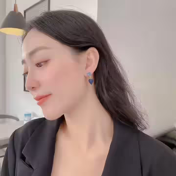 黛藍雙心&times;螺旋耳夾