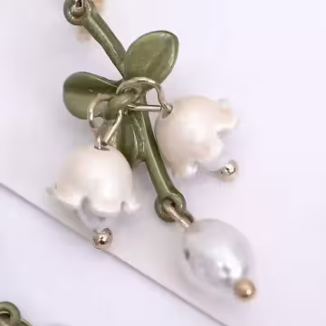 珍珠鈴蘭花甜美流蘇×吊墜耳環