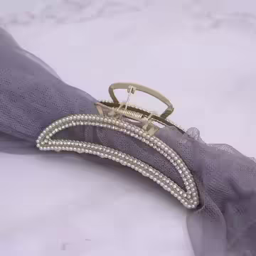 彎月款×輕奢晶鑽珍珠×鯊魚髮夾