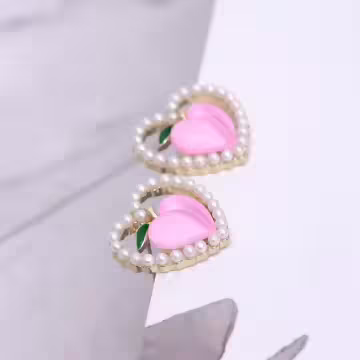 蜜桃愛心小珍珠&times;耳環