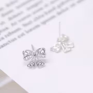 925銀針×鏤空蕾絲蝴蝶結×耳環