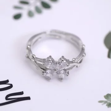 925銀飾×晶鑽四葉幸運草×開口戒指.avif
