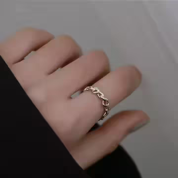 925銀飾&times;抽象愛心交織&times;開口戒指