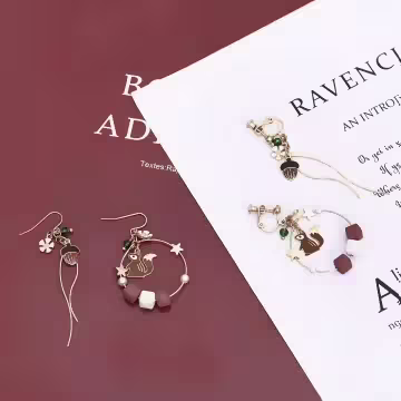 松鼠核桃圓環×不對稱螺旋耳夾