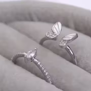 蝴蝶小葉×二套件開口戒指組