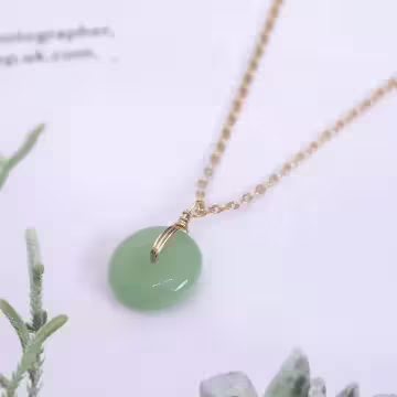 綠古典簡約平安扣×抽拉鎖骨項鍊