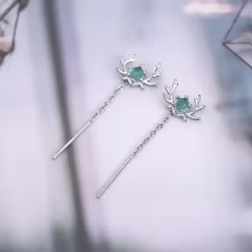 925銀針×月光石鹿角×耳線