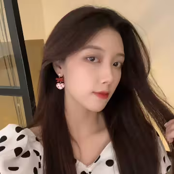 紅結絨布愛心&times;吊墜耳環