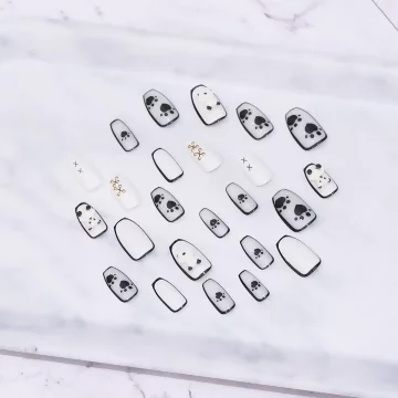 黑白小熊綁帶亮面×穿戴式手指甲片×二十四入.avif