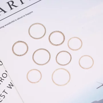 麻花圓圈細環×十套件戒指組×金色.avif