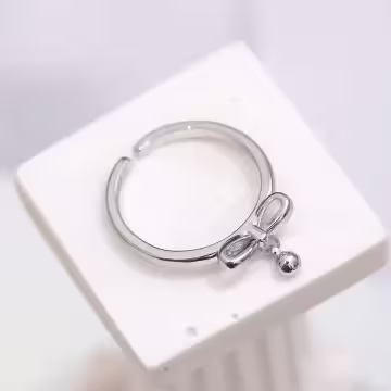 925銀飾×蝴蝶結小圓珠×開口戒指
