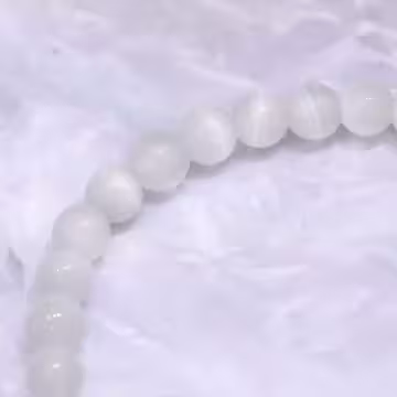 白色貓眼石珍珠愛心&times;固定式串珠手鍊