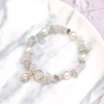 碎晶海螺珍珠×固定式串珠手環×共三色.avif