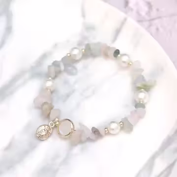 碎晶海螺珍珠×固定式串珠手環×共三色