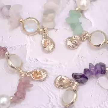 碎晶海螺珍珠×固定式串珠手環×共三色