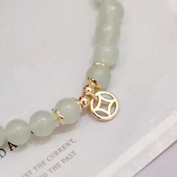 翠綠古典銅錢×固定式串珠手鍊.avif