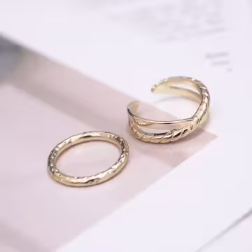 交叉豬鼻扣環×四套件戒指組