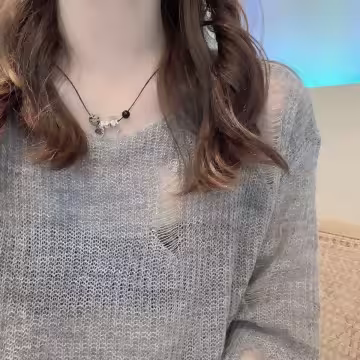 愛心翅膀金屬石頭&times;皮革項鍊