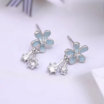 925銀針×五瓣小藍花垂鑽×吊墜耳環.avif