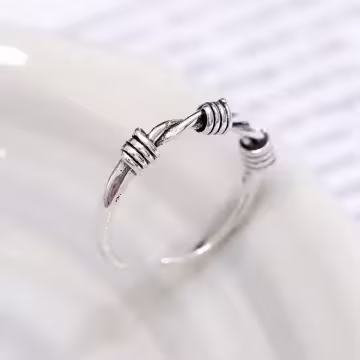 925銀飾×復古三扭結×開口戒指