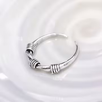 925銀飾×復古三扭結×開口戒指