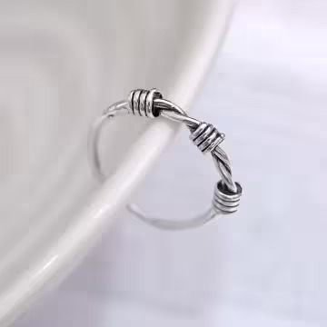 925銀飾×復古三扭結×開口戒指