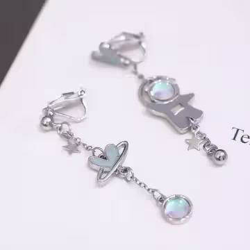 藍心小熊太空人&times;三角耳夾