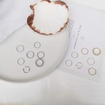 極簡金屬波堤×七套件戒指組×銀色.avif