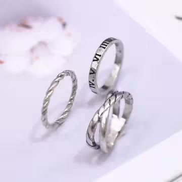 復古羅馬刻字×三套件戒指組