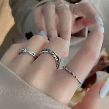 復古羅馬刻字×三套件戒指組