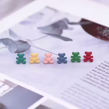 彩色小熊×單邊六套件耳環組