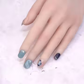 冰藍山茶花亮面×穿戴式手指甲片×二十四入