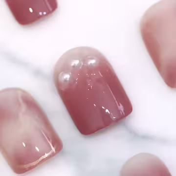 粉煙愛心小珍珠亮面×穿戴式手指甲片×二十四入