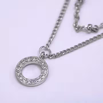 雙層幾何圓形晶鑽×腳鍊