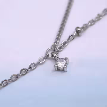 雙層幾何圓形晶鑽×腳鍊