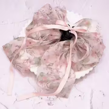 雪紡碎花蝴蝶結×抓夾髮夾×共四色
