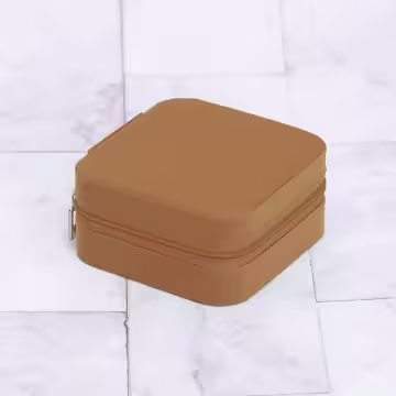 細紋皮革×拉鍊飾品盒×咖啡