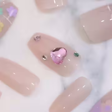 夏日多巴胺愛心亮面×穿戴式手指甲片×二十四入