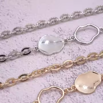 個性金屬貝殼×手機斜背雙勾掛繩×金色