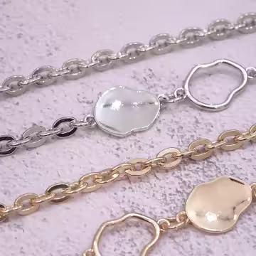 個性金屬貝殼×手機斜背雙勾掛繩×銀色