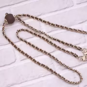 小香風鍊條皮革×手機斜背雙勾掛繩×咖啡