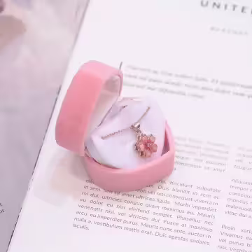 粉翼愛心&times;適用戒指/耳釘/項鍊/手鍊&times;絨布盒