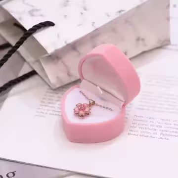 粉翼愛心&times;適用戒指/耳釘/項鍊/手鍊&times;絨布盒