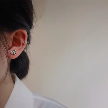 黑白格子愛心星星×三套件耳環組.avif