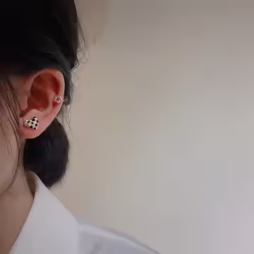 黑白格子愛心星星×三套件耳環組