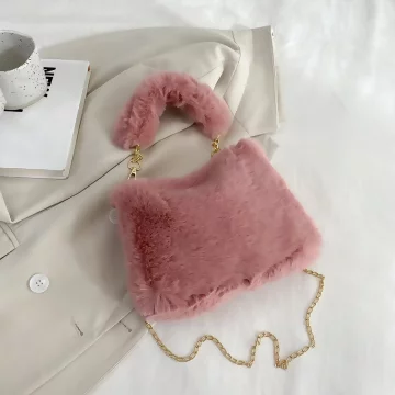 手提小巧毛絨絨×鍊條斜背包×桃粉.avif