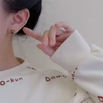 絨毛小熊愛心珍珠×三套件耳環組